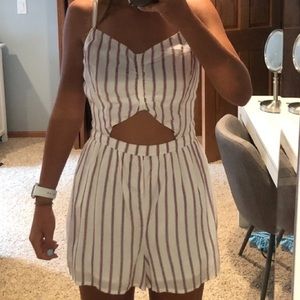 Hollister red white and blue stripe romper cutout